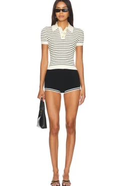 Best Camelia Stripe Short Sleeve Polo Tops