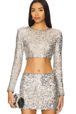 Best Crystal Sequin Cropped Top Tops