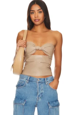 Discount Daxton Faux Leather Top Tops