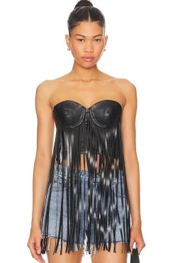 Clearance Dutton Faux Leather Top Tops