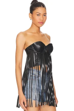 Clearance Dutton Faux Leather Top Tops
