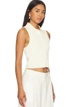 Hot Esti Sleeveless Polo Vest Top Tops