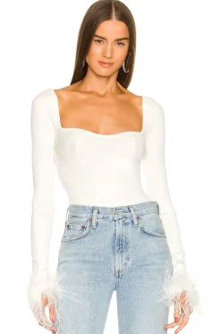 Sale Kinsley Feather Trim Top Tops