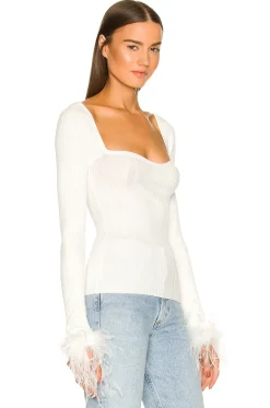 Sale Kinsley Feather Trim Top Tops