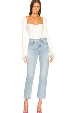 Sale Kinsley Feather Trim Top Tops