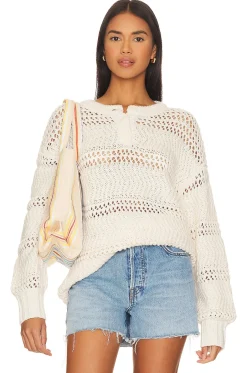 Best Mara Henley Open Stitch Sweater Sweaters & Knits