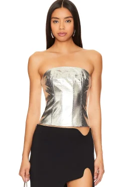 Hot Mercury Faux Leather Top Tops