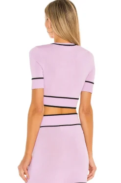 Fashion Pearl Short Sleeve Cardigan in Lilac & Purple Tops