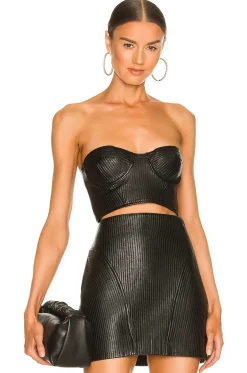 Outlet Roi Leather Bustier Tops