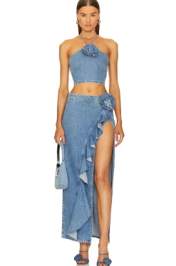 Discount Rosalie Halter Top Denim
