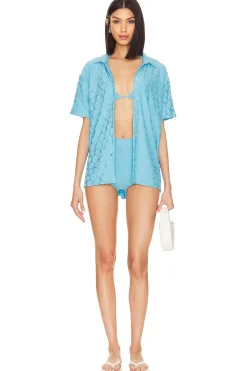 Fashion Vacation Blues High Waist Short Swimsuits & Cover-ups
