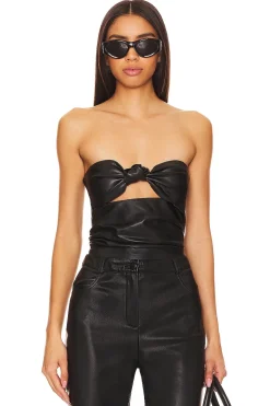 Discount x Anja Dujakovi? Daxton Faux Leather Top Tops