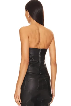 Discount x Anja Dujakovi? Daxton Faux Leather Top Tops