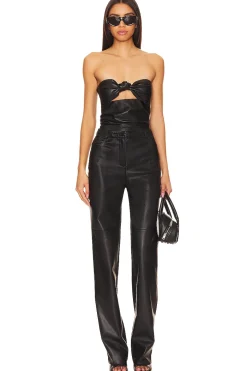 Discount x Anja Dujakovi? Daxton Faux Leather Top Tops