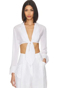 Sale x Jetset Christina Noemi Cropped Beach Shirt Tops